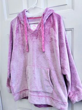 Plush Pink/Coral Fleece Hoodie Sweatshirt